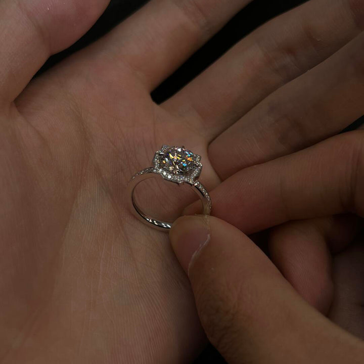 Petal Halo Moissanite Ring