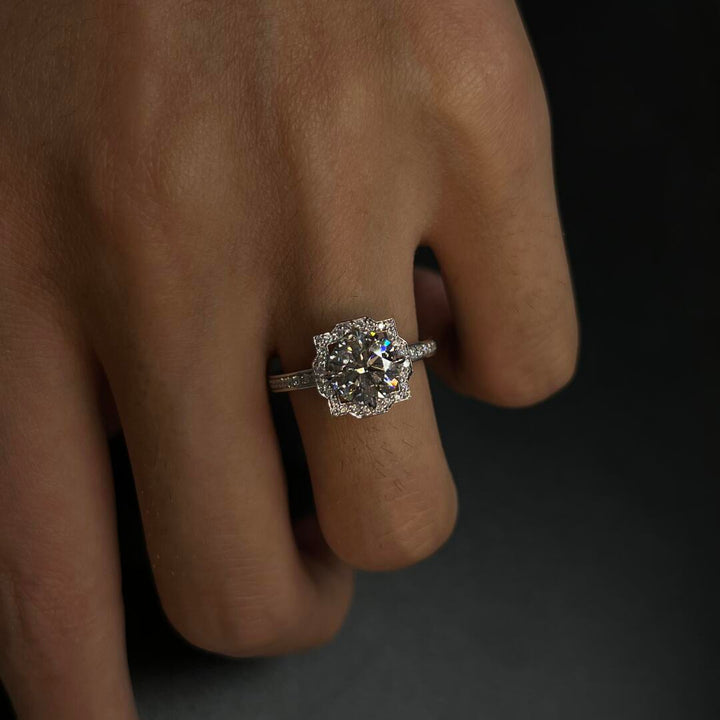 Petal Halo Moissanite Ring