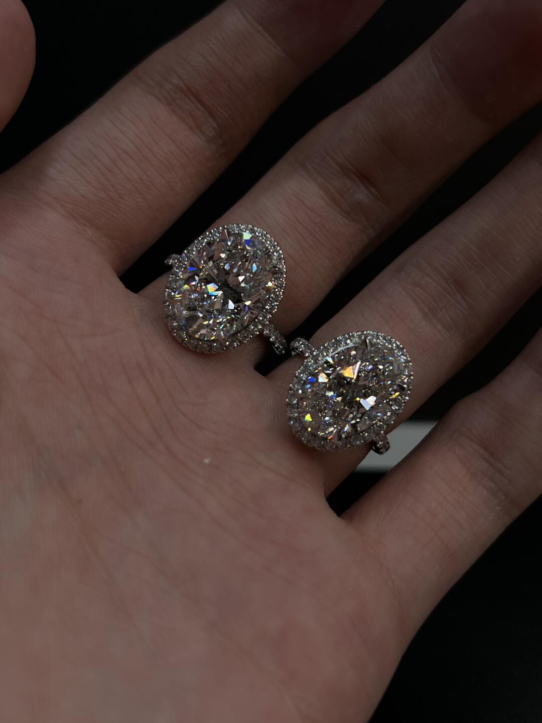 Oval “Pigeon Egg” Halo Moissanite Ring