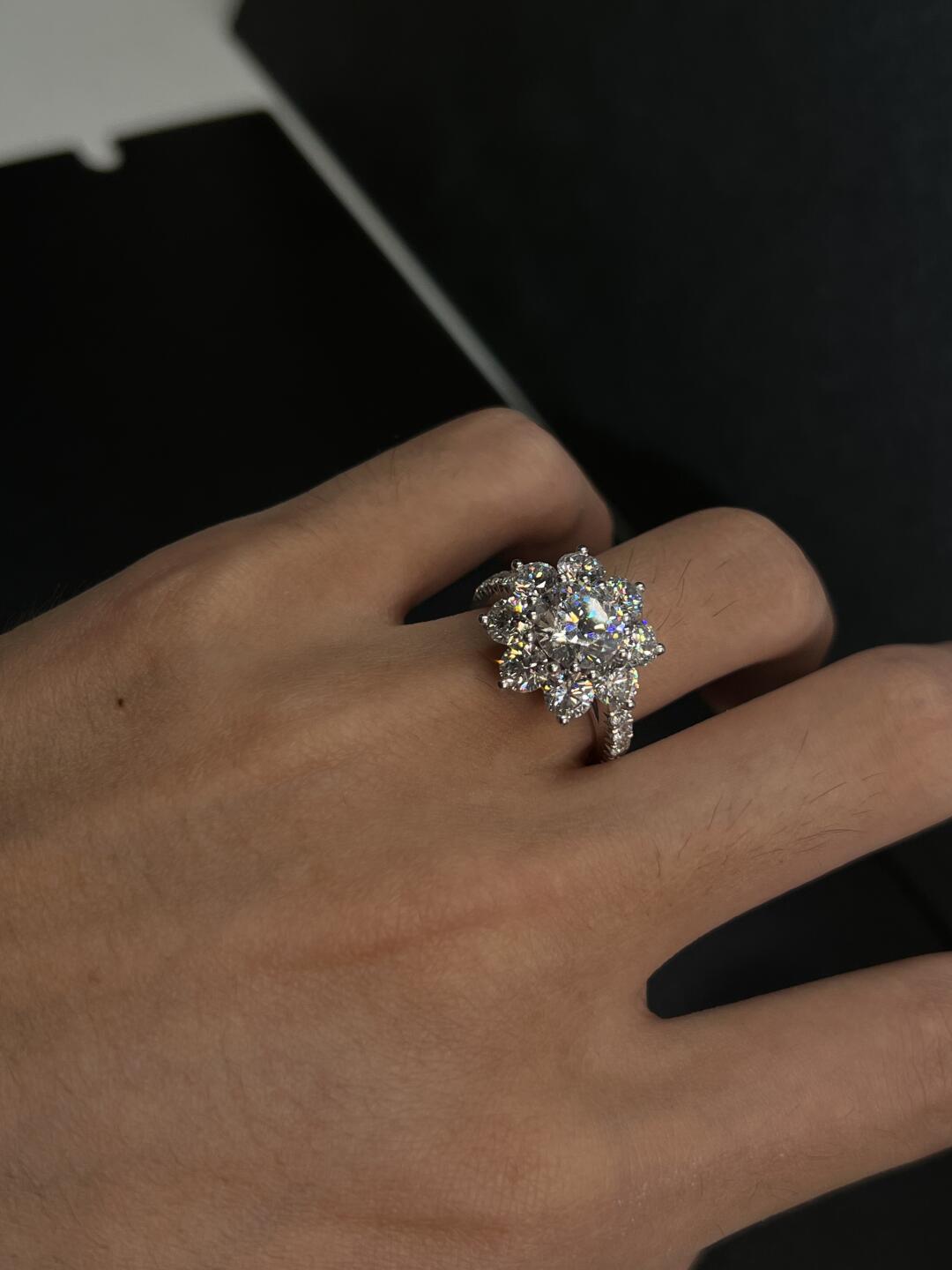 1CT Halo Moissanite Ring