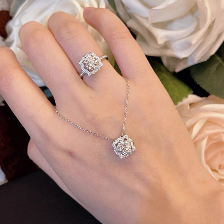 Halo Moissanite Pendant Necklace