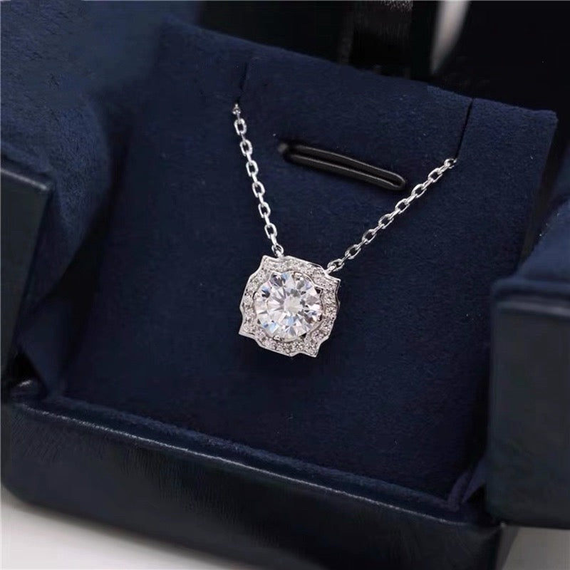 Halo Moissanite Pendant Necklace