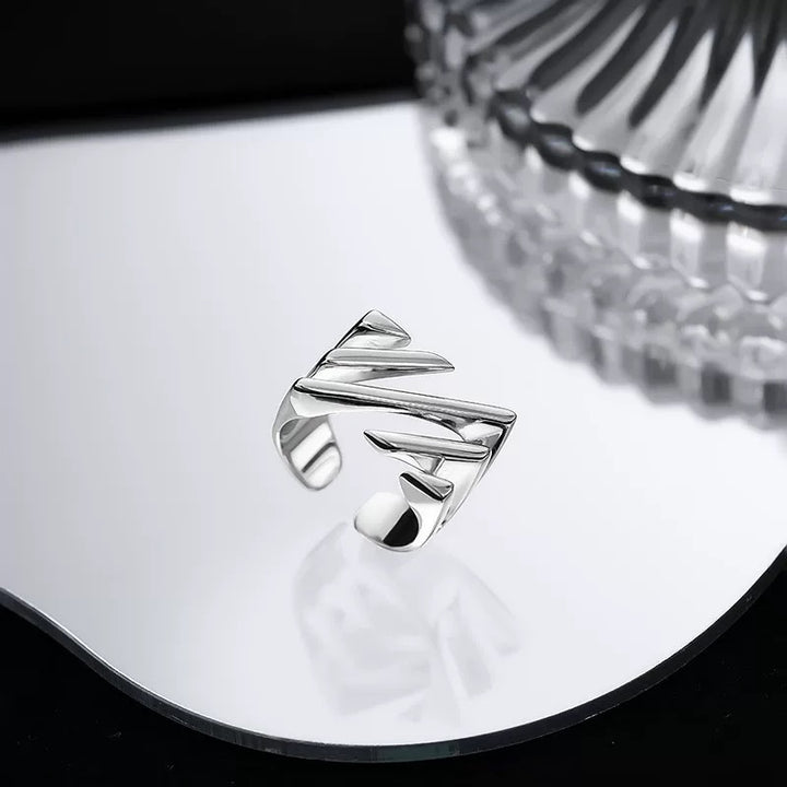 Sterling Silver Layered Twill Adjustable Ring