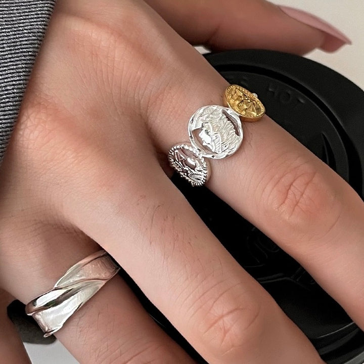 Sterling Silver Roman Antique Badge Coin Ring