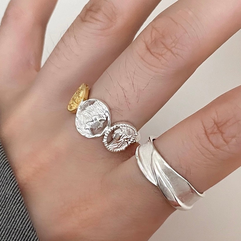 Sterling Silver Roman Antique Badge Coin Ring