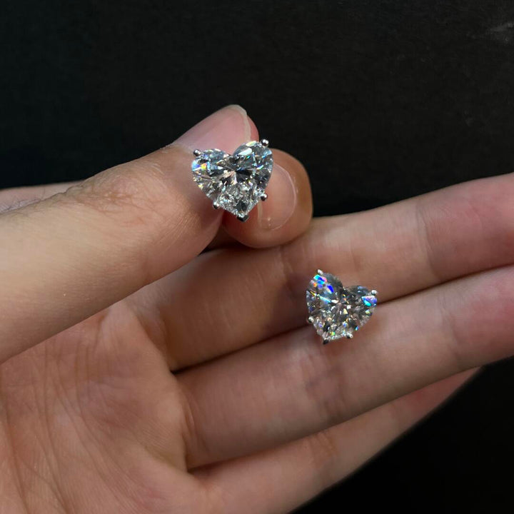 Heart-Cut Moissanite Stud Earrings