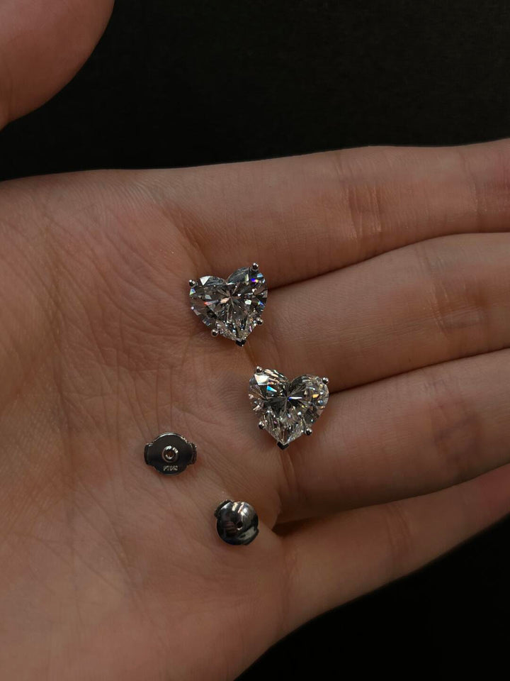 Heart-Cut Moissanite Stud Earrings