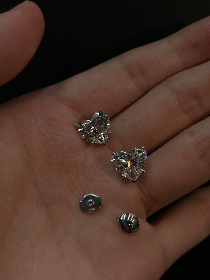 Heart-Cut Moissanite Stud Earrings