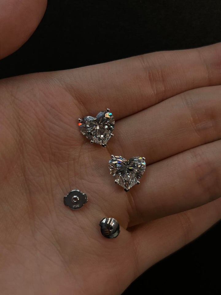 Heart-Cut Moissanite Stud Earrings