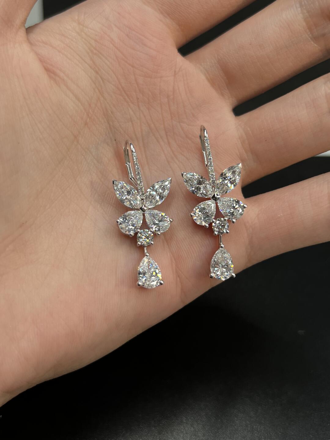 Butterfly High Carbon Diamond Drop Earrings