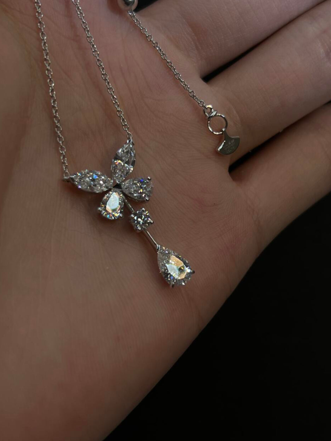 Butterfly High Carbon Diamond Drop Necklace