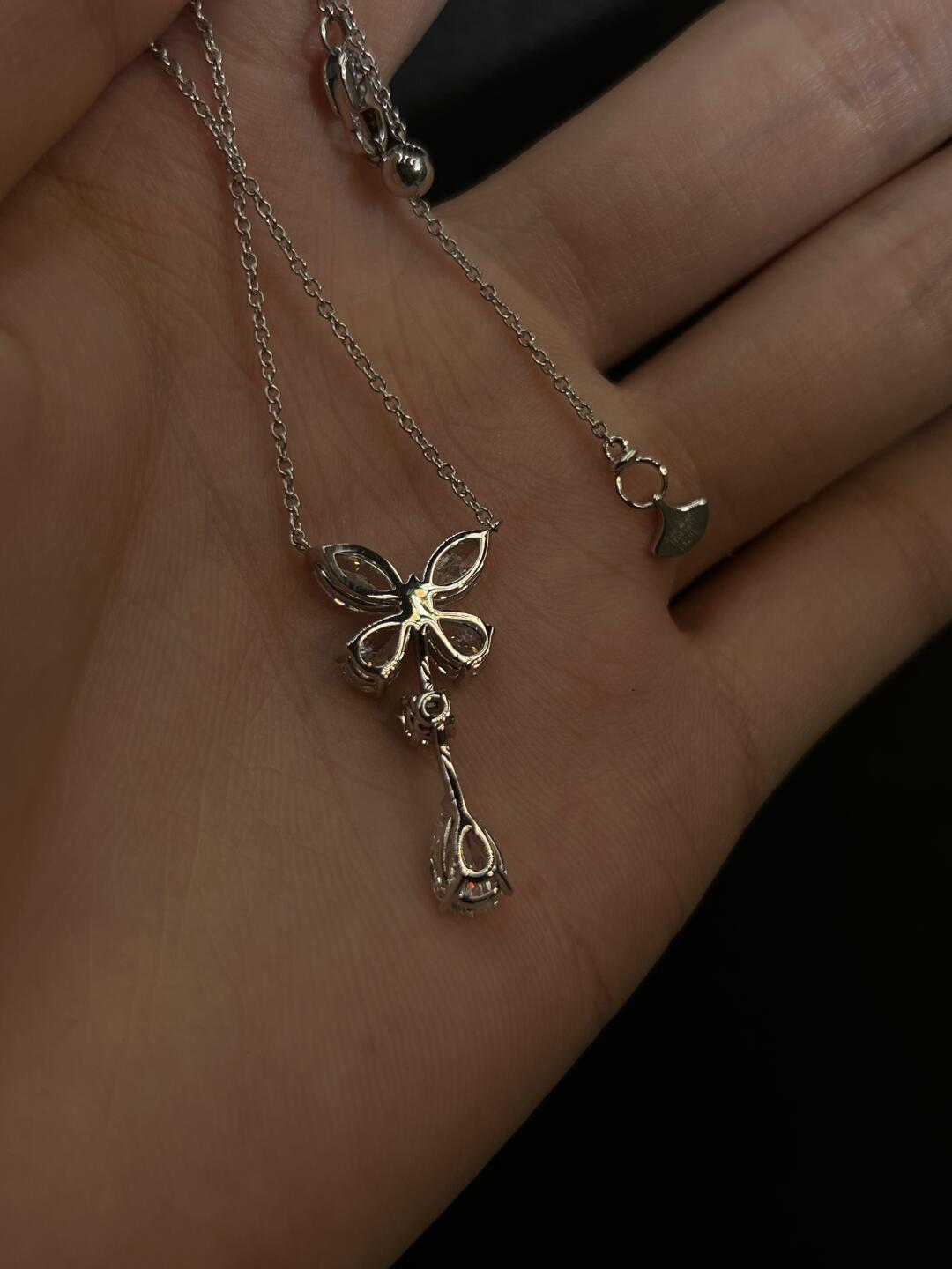 Butterfly High Carbon Diamond Drop Necklace