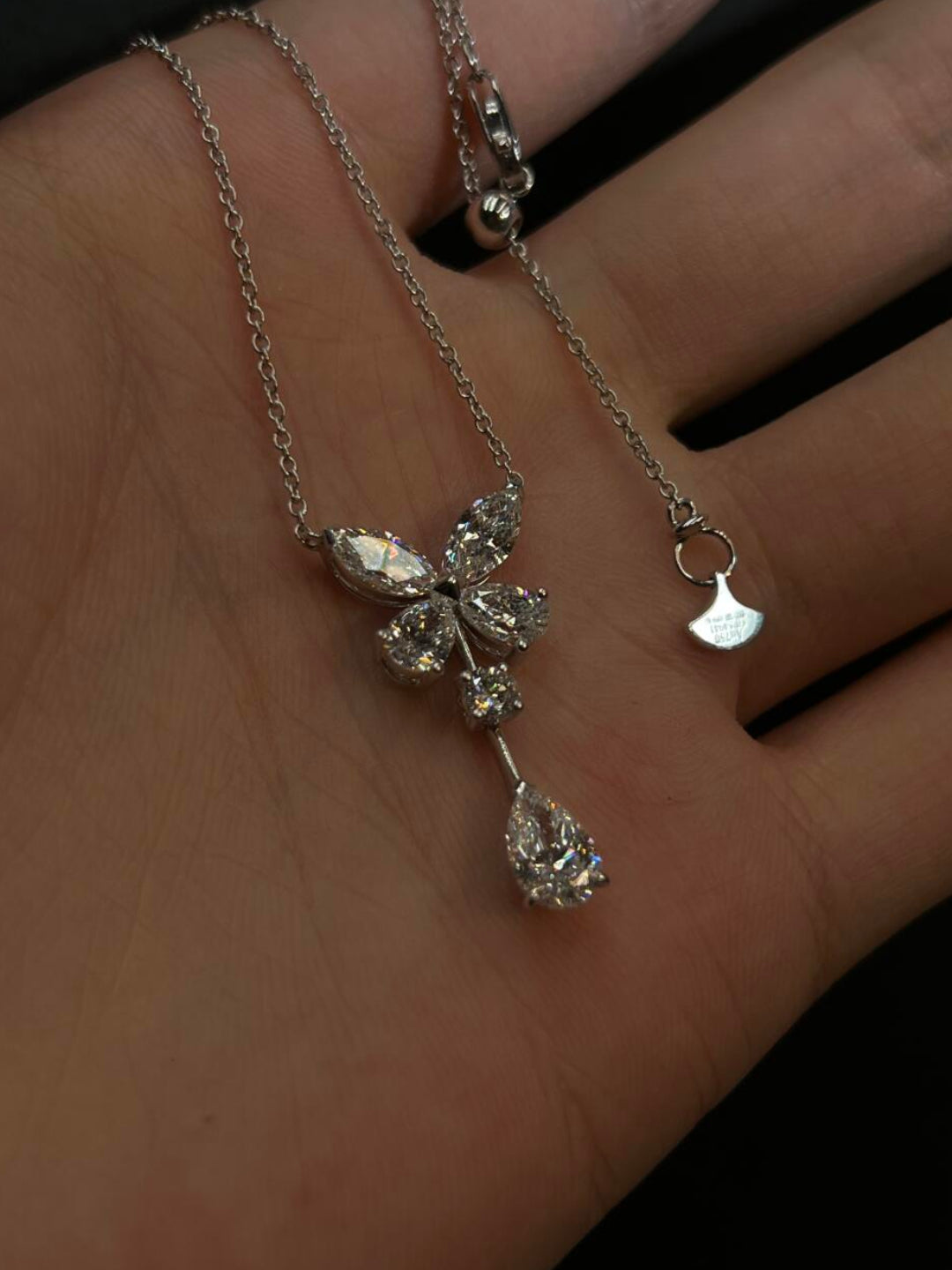 Butterfly High Carbon Diamond Drop Necklace