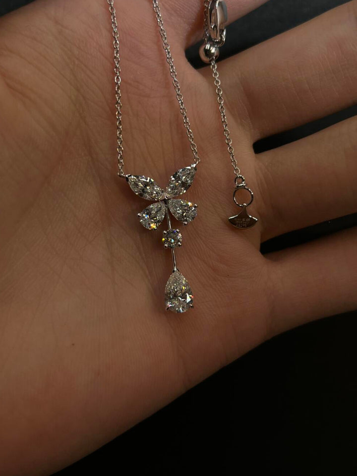 Butterfly High Carbon Diamond Drop Necklace