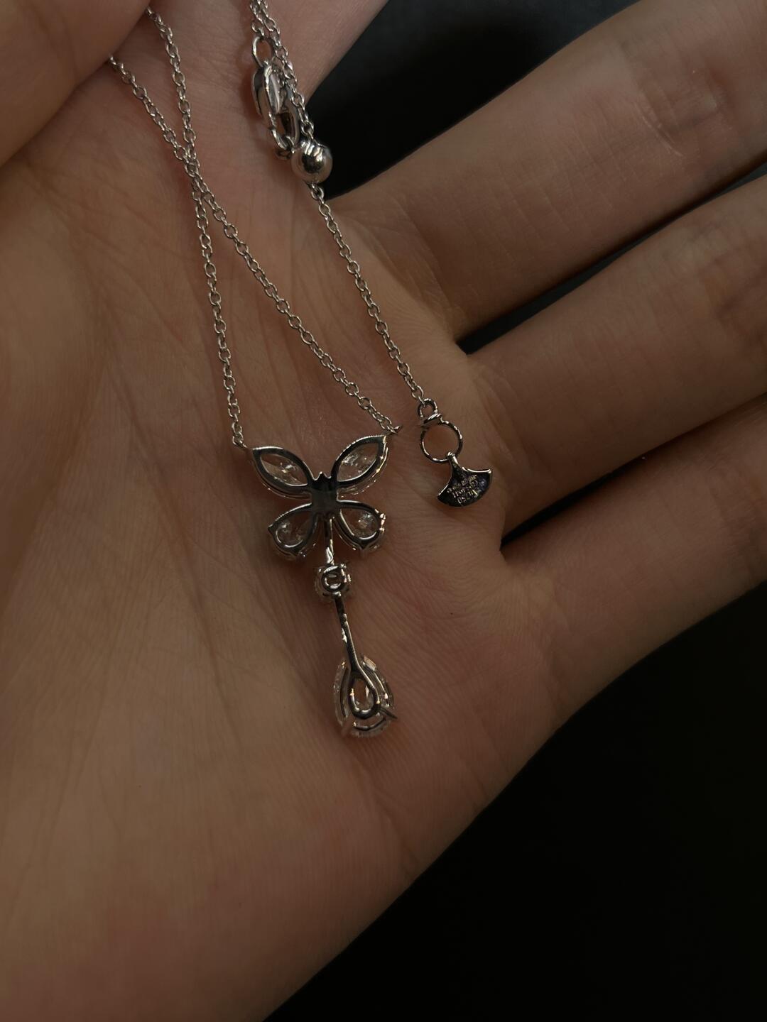 Butterfly High Carbon Diamond Drop Necklace