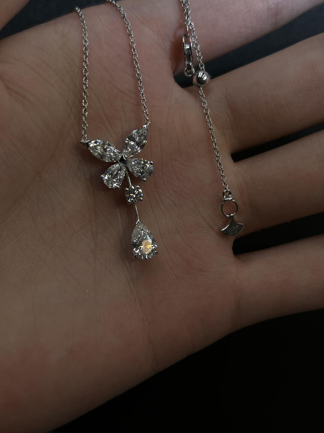 Butterfly High Carbon Diamond Drop Necklace