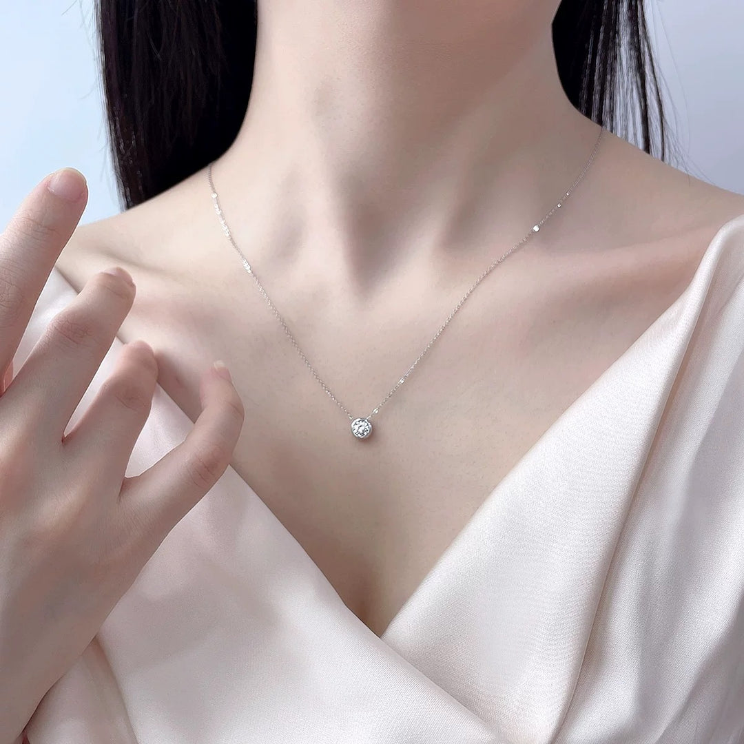 Bezel Solitaire Moissanite Necklace
