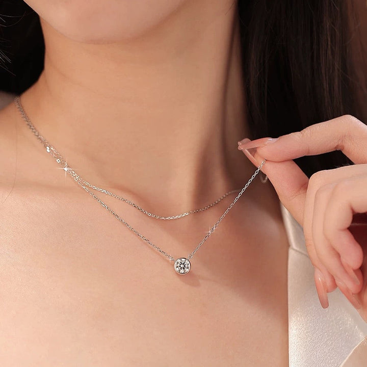 Bezel Solitaire Moissanite Necklace