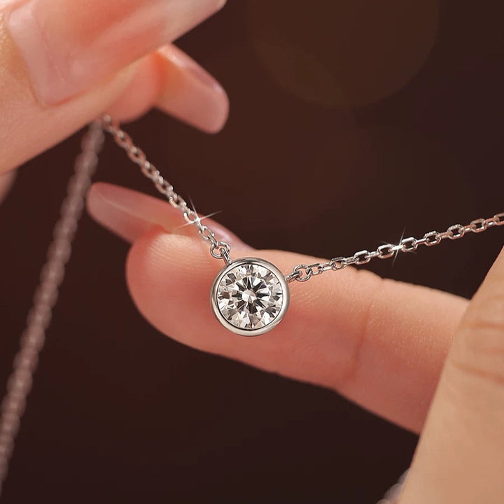 Bezel Solitaire Moissanite Necklace