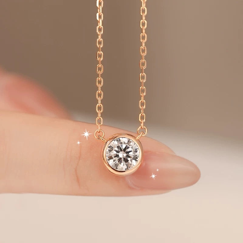 Bezel Solitaire Moissanite Necklace