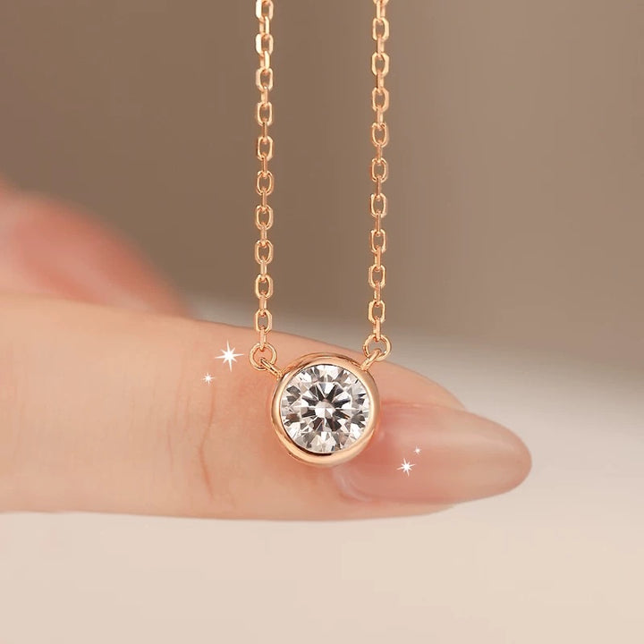 Bezel Solitaire Moissanite Necklace