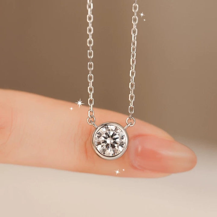 Bezel Solitaire Moissanite Necklace