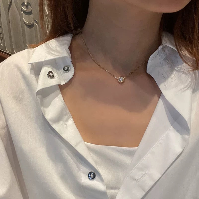 Bezel Solitaire Moissanite Necklace