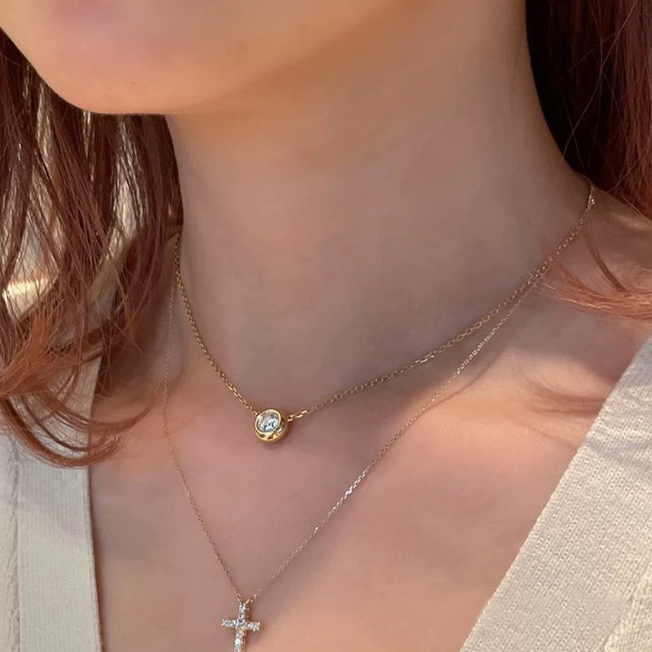 Bezel Solitaire Moissanite Necklace