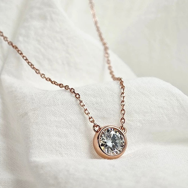 Bezel Solitaire Moissanite Necklace