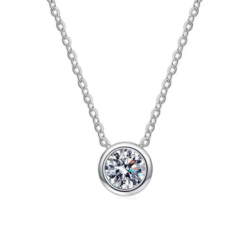 Bezel Solitaire Moissanite Necklace