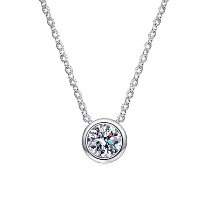 Bezel Solitaire Moissanite Necklace