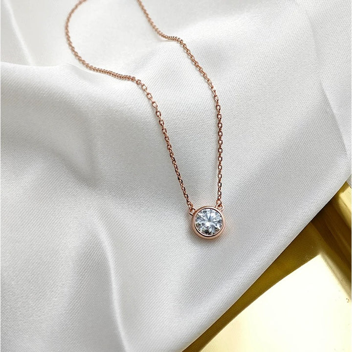 Bezel Solitaire Moissanite Necklace