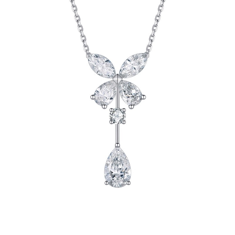 Butterfly High Carbon Diamond Drop Necklace | S925 Sterling Silver