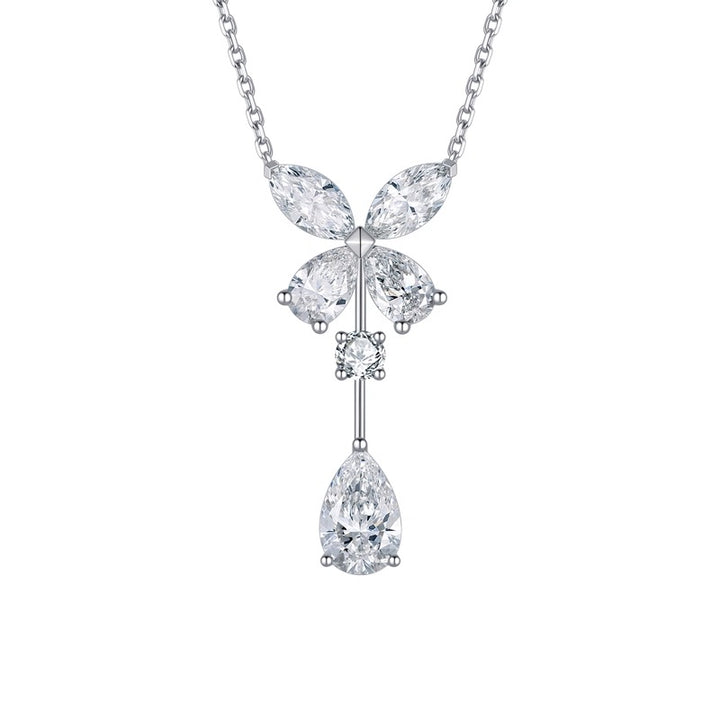 Butterfly High Carbon Diamond Drop Necklace | S925 Sterling Silver
