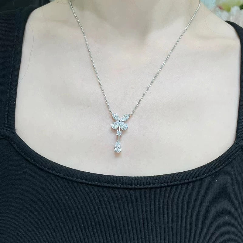 Butterfly High Carbon Diamond Drop Necklace | S925 Sterling Silver