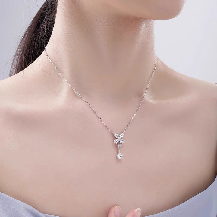 Butterfly High Carbon Diamond Drop Necklace | S925 Sterling Silver