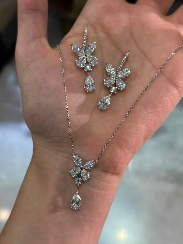 Butterfly High Carbon Diamond Drop Necklace | S925 Sterling Silver