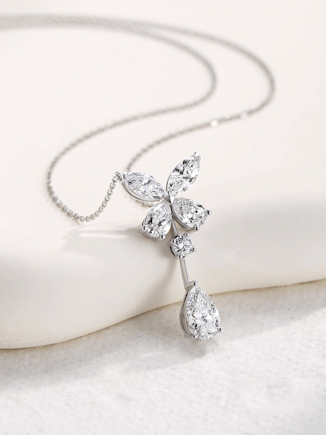 Butterfly High Carbon Diamond Drop Necklace | S925 Sterling Silver