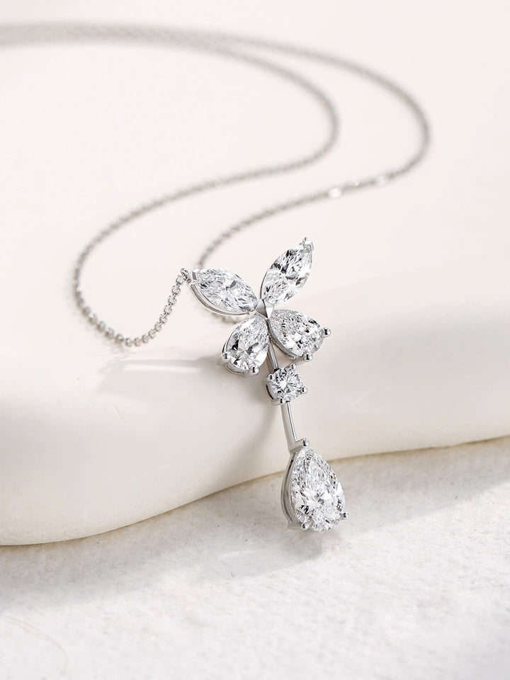 Butterfly High Carbon Diamond Drop Necklace | S925 Sterling Silver