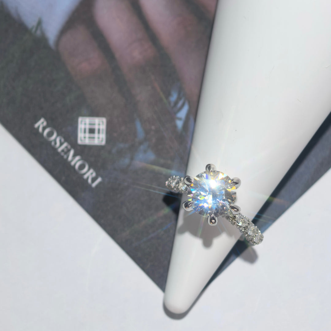 Aurora Six-Prong Moissanite Ring