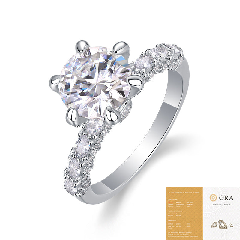 Aurora Six-Prong Moissanite Ring | S925 Sterling Silver