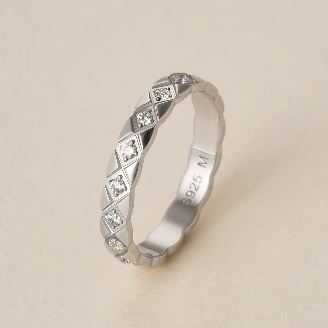 Slim Geometric Pavé Ring — Gold & Silver | S925 Sterling Silver