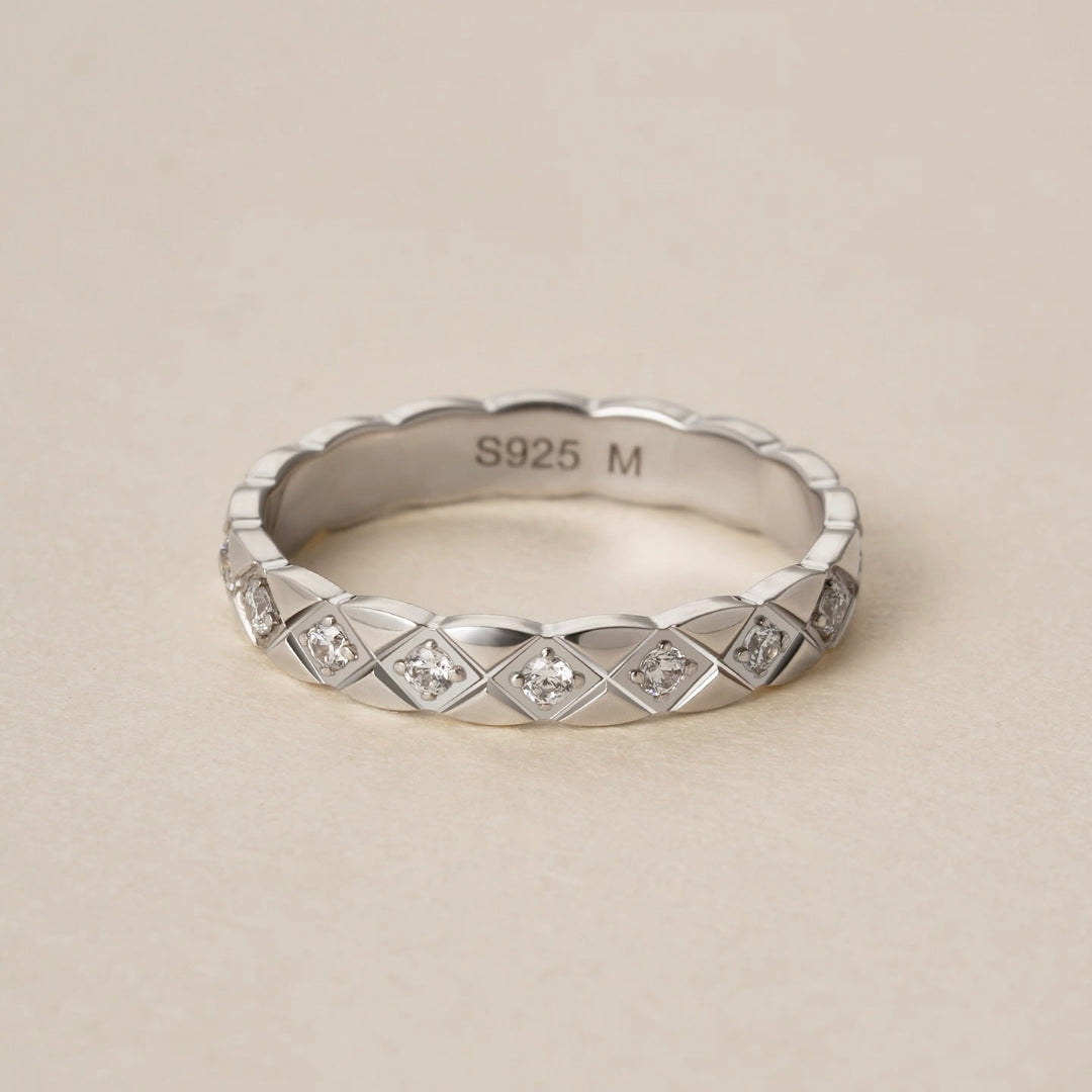 Slim Geometric Pavé Ring — Gold & Silver | S925 Sterling Silver