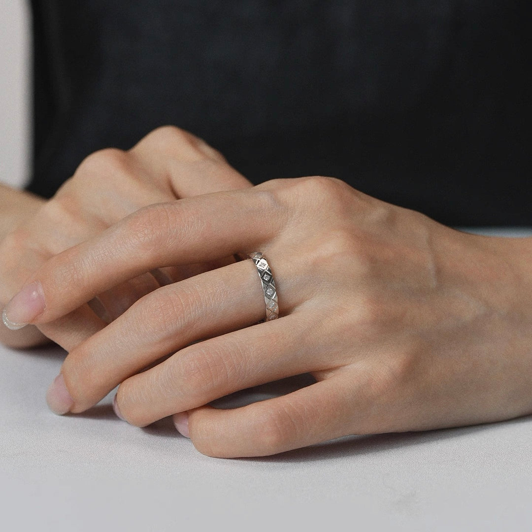 Slim Geometric Pavé Ring — Gold & Silver | S925 Sterling Silver