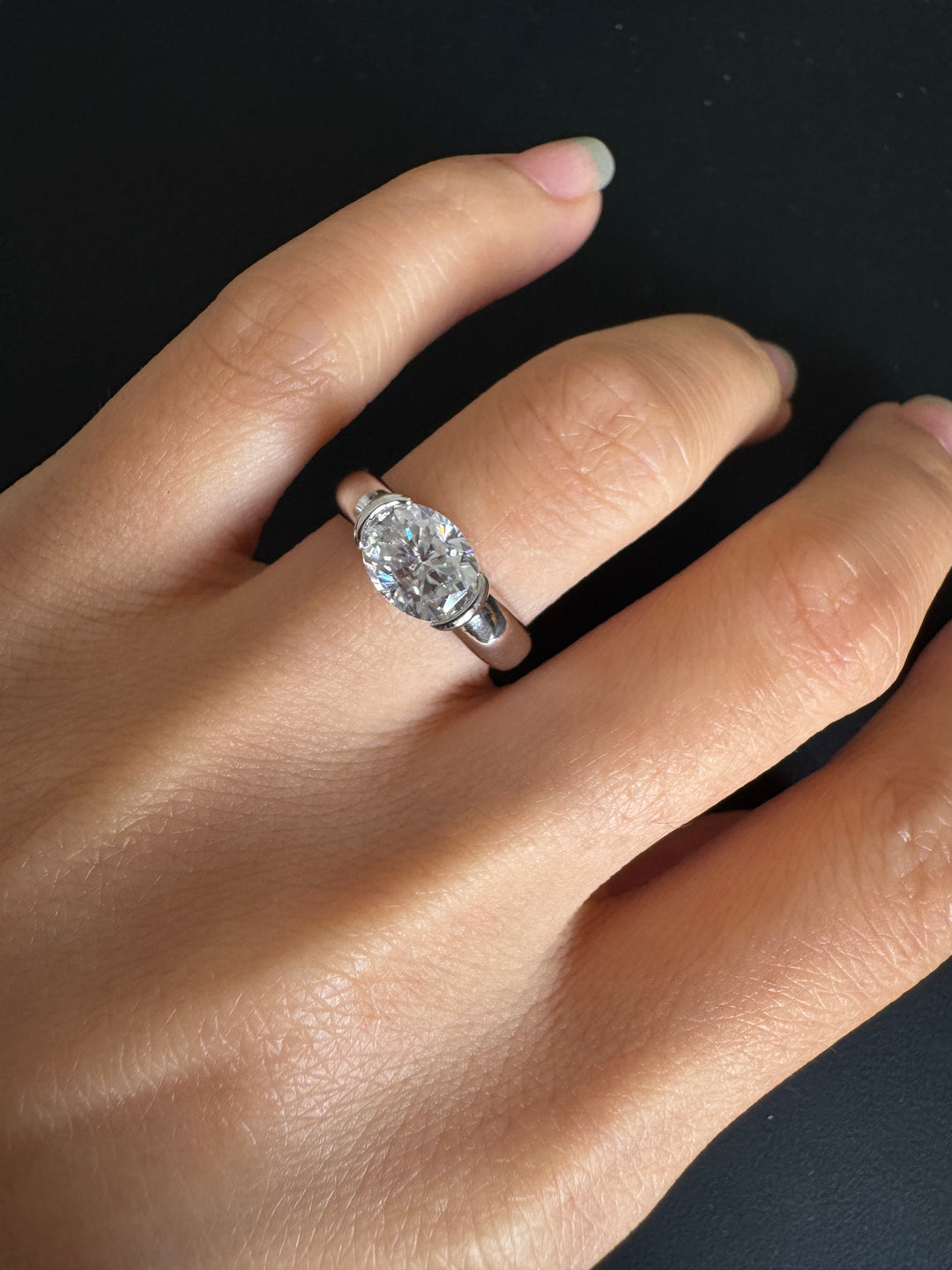 Oval Moissanite Solitaire Ring — 2CT & 3CT | S925 Sterling Silver