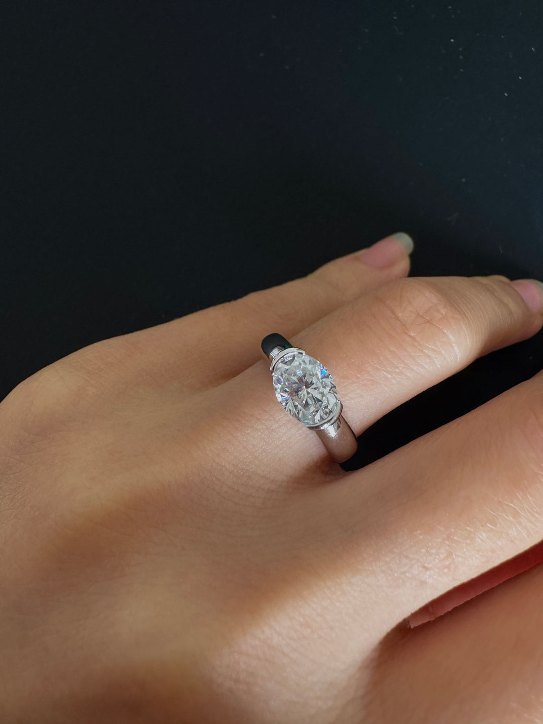 Oval Moissanite Solitaire Ring — 2CT & 3CT | S925 Sterling Silver