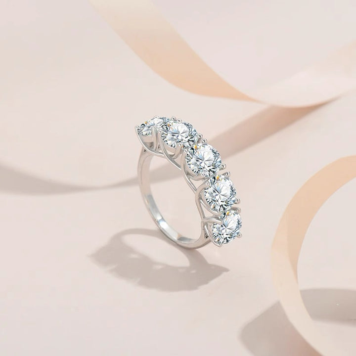 Celestial Wave Five-Stone Moissanite Ring | S925 Sterling Silver