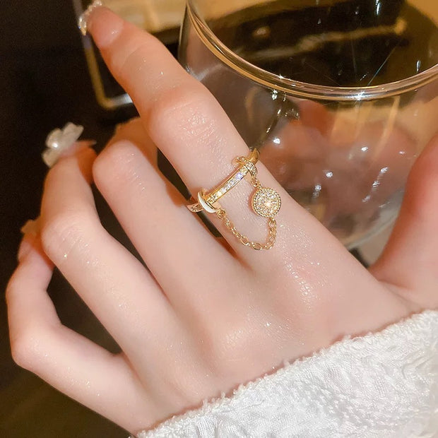 Round Chain Tassel Ring