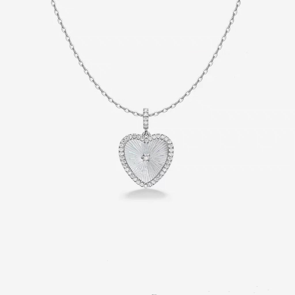Sterling Silver Mother of Pearl Heart Drop Earrings