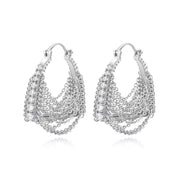 Zirconia Bag Chain Tassel Hoop Earring